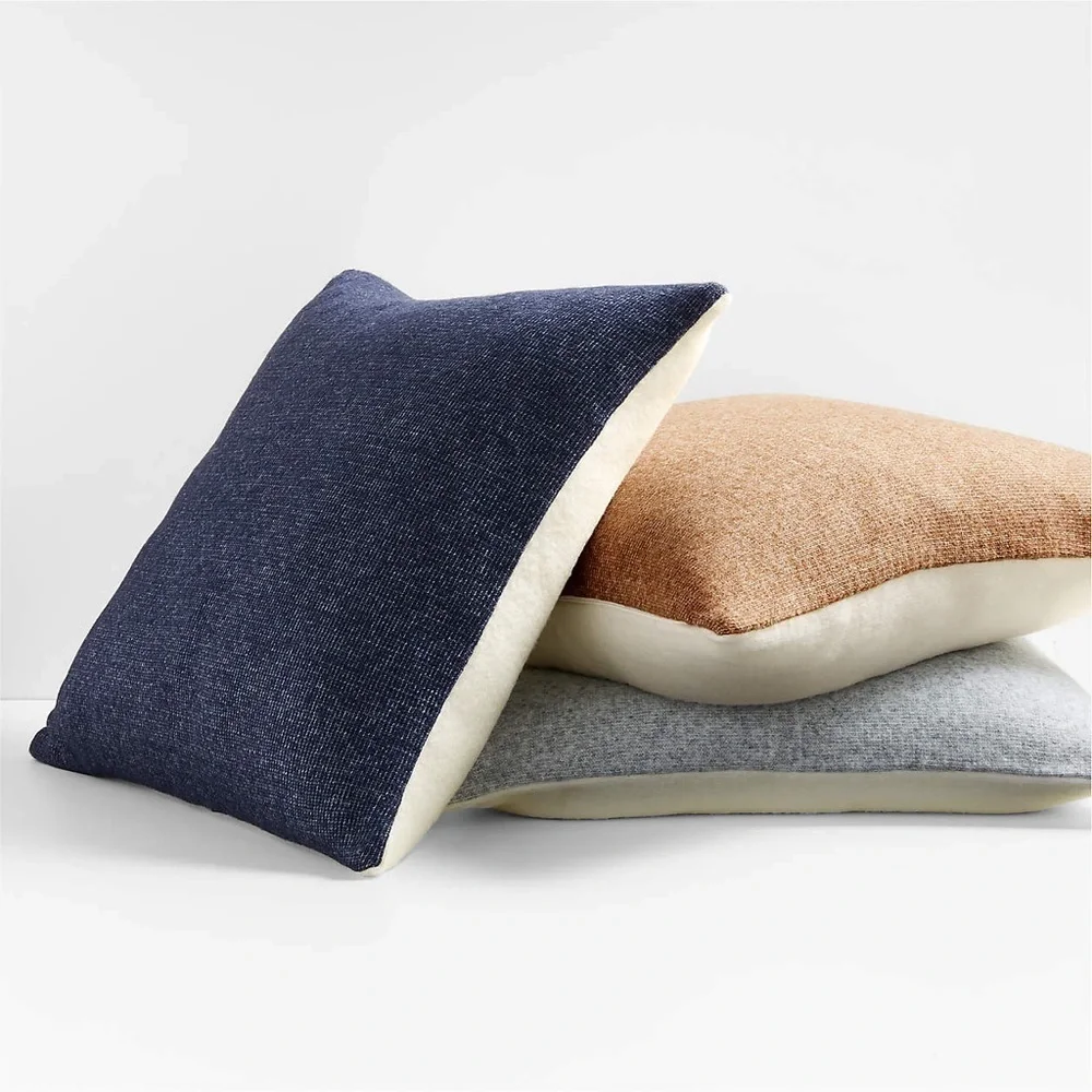 Crate & Barrel Alpine Cozy Ivory and Indigo Blue Pillow Case 23